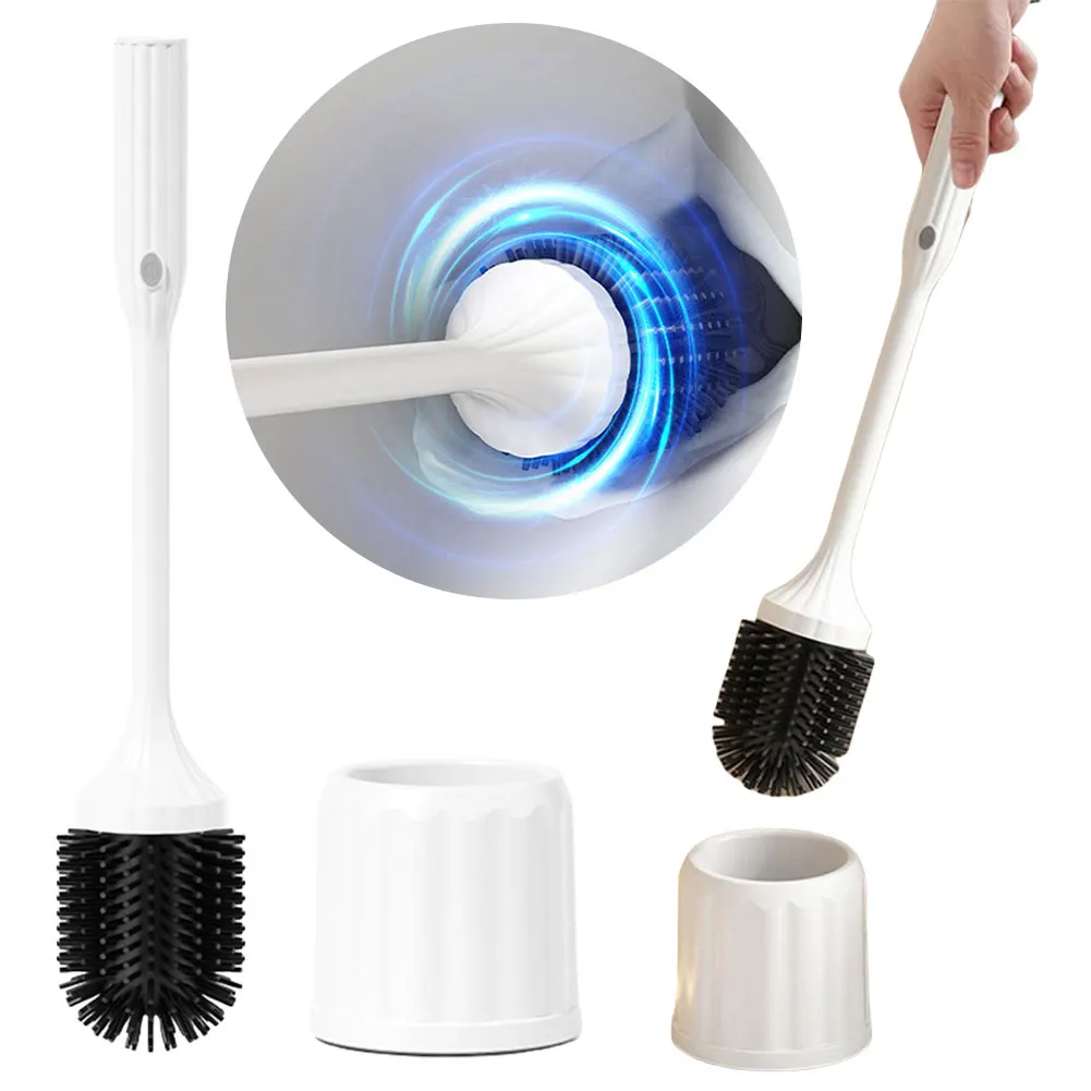 

Electric Toilet Cleaner with Long Non-Slip Handle Silicone Toilet Brush Silicone Bowl Cleaner Brushes Bathroom Accessories