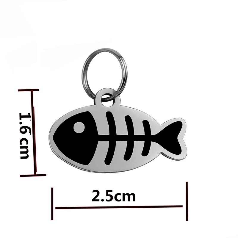 Personalized Cat Id Tags Engraved Puppy Kitten ID Name Collar Tag Fish Shaped Anti-lost Pendant Customized Kitty Nameplate Gift