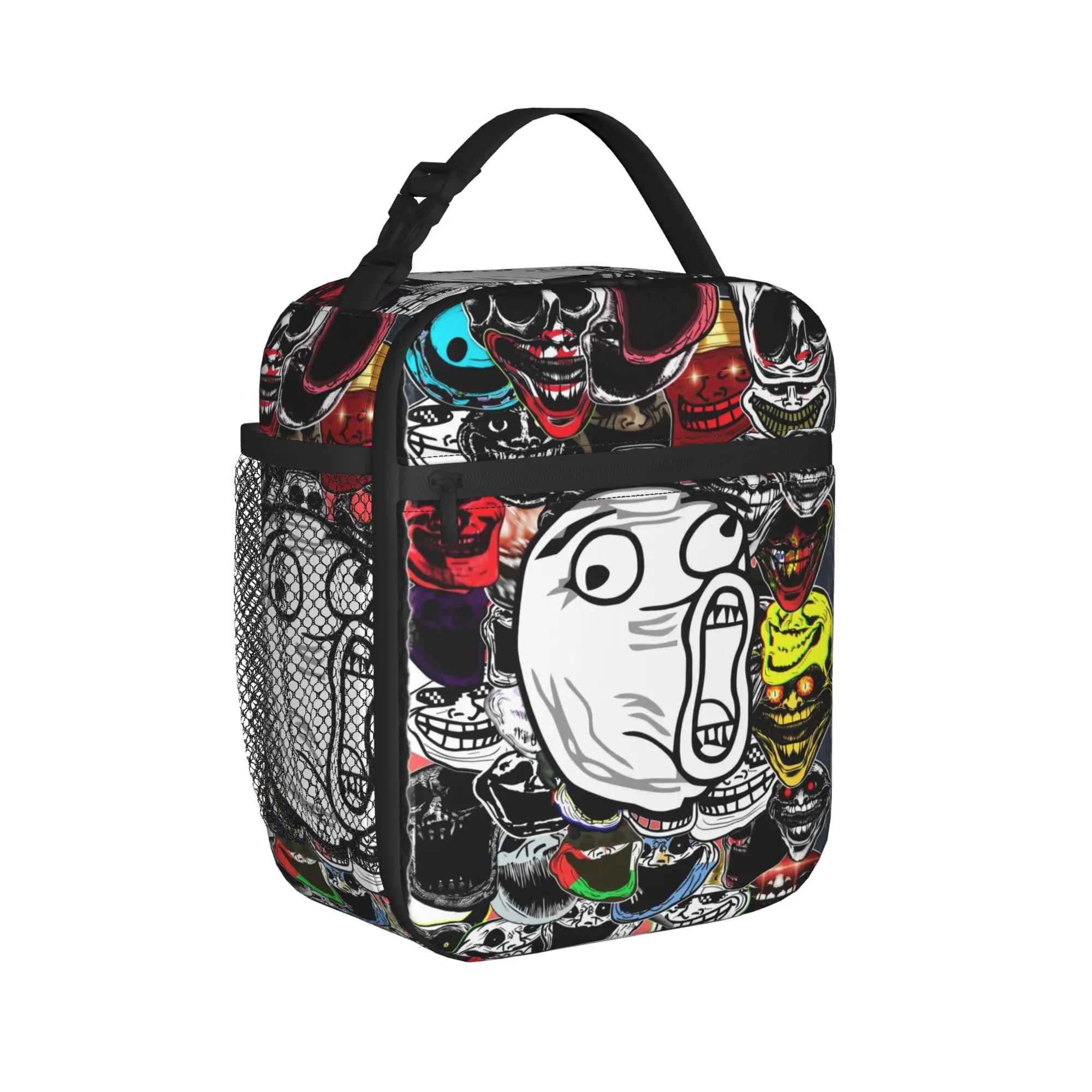 Trollface Rage Comic Meme Image Of A Character Lunch Bag Lunch Box School Thermal Lunch Bags For Unisex Oxford Cooler Bag