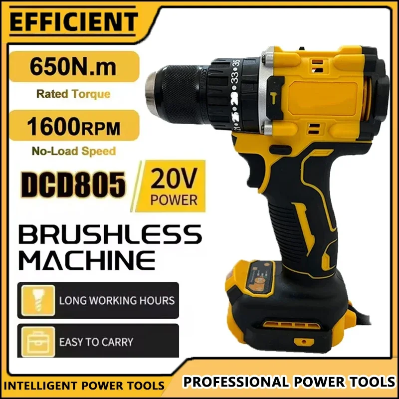 

Fit DEWALT DCD805 Brushless Cordless Impact Drill Multi-Function Hand Drill Variable Speed Powerful Electric Driver Tool Fit