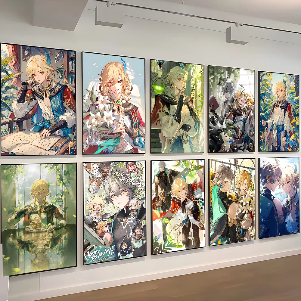 1 قطعة لعبة Genshin تأثير Kaveh الهيثم المشارك ذاتية اللصق الفن ورق مقاوم للماء ملصق مقهى بار غرفة جدار ديكور