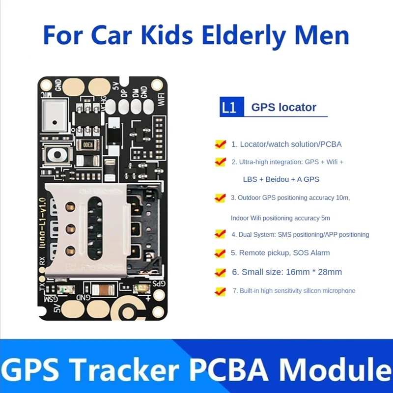 GPS Tracker PCBA Module Real Time Tracking Locator Device for Car Kids Elderly Men Anti-Lost Recording Tracker