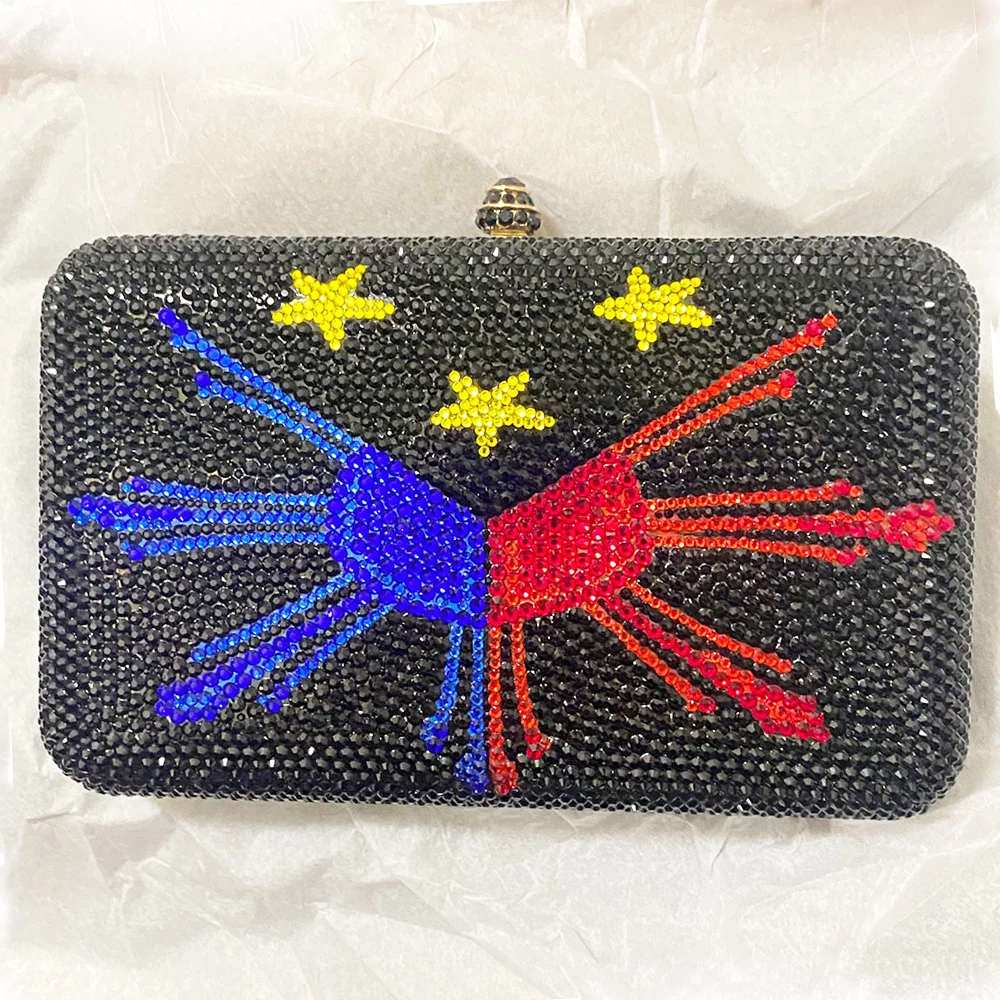 

Women Little Crystal Evening Clutch Bags Bling Gems Lady Black/Silver Diamonds Party Handbag Wedding Bag Bridal Crystals Purse