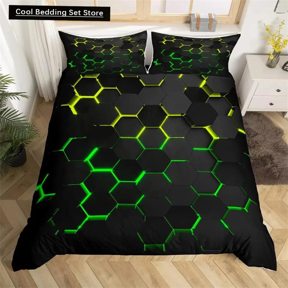 

Red Glowing Bedding Set 3D Duvet Cover Set Single Double Twin Full Size Teens Adults Bedclothes Soft Polyester Bed Linen