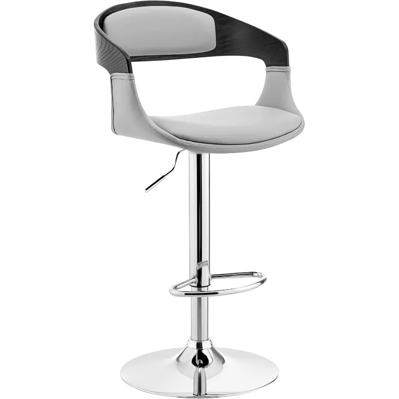 

Metal/Plywood/Faux Leather Gray Modern Upholstered & Chrome Base Bar Stool