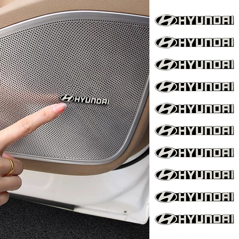 سيارة مكبر صوت ستيريو شعار ثلاثية الأبعاد ملصق معدني لشركة هيونداي سانتا في سوناتا سولاريس أزيرا كريتا I30 Ix25 توكسون IX35 اكسسوارات #3