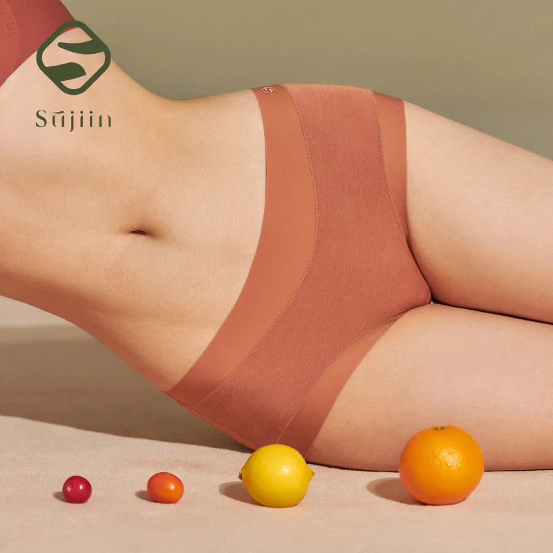 

SUJIIN Modal Panties for Women Seamless Mid Waist Comfortable Briefs Breathable 5A Antibacterial Stretch Female Underwear N166