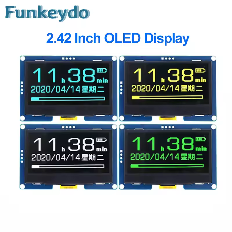 Controlador I2C para Arduino R3/ C51, pantalla OLED de 2,42 pulgadas, controlador SSD1309, interfaz I2C de 4 pines IIC azul/blanco/amarillo/verde, 2,42 "OLED 12864, 128x64