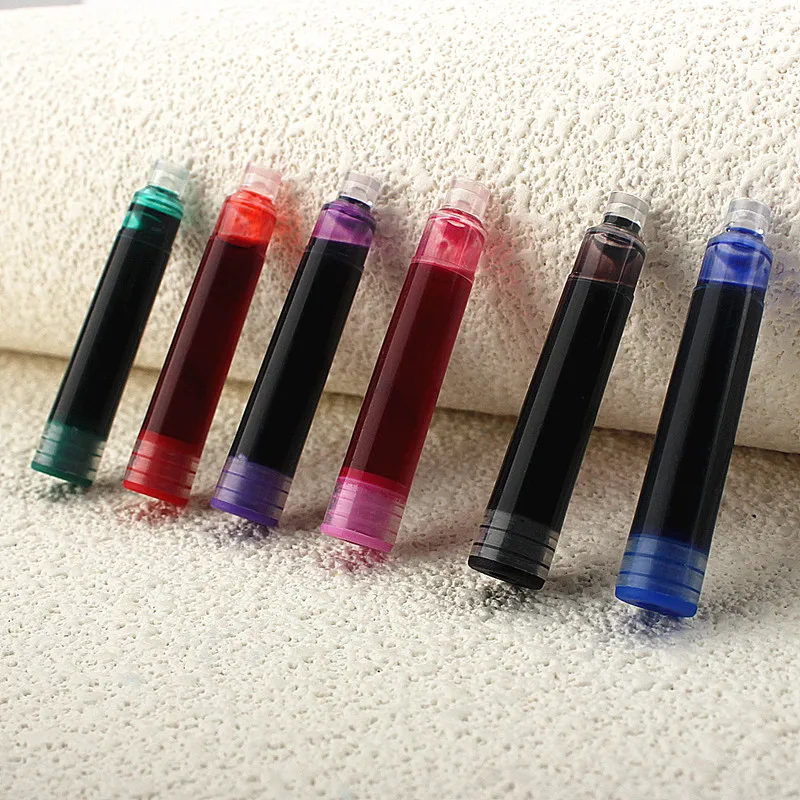 Pluma estilográfica Universal, cartuchos de tinta Sac, recarga de bolígrafo, papelería de oficina, rosa, rojo, verde, morado, 15 unidades