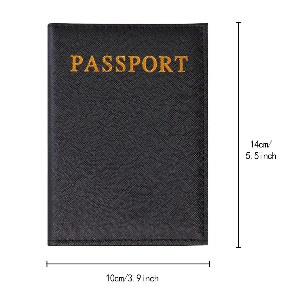 New Simple Fashion Passport Cover Golden Letter Pattern Passport Holder Wallet Gift PU Leather Card Case Cover Unisex