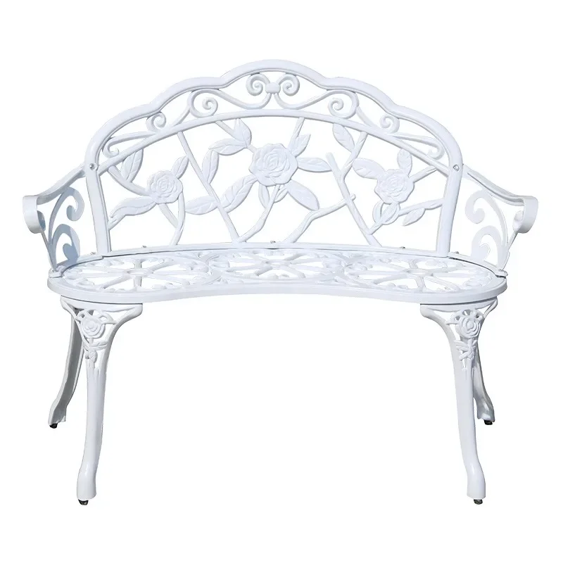 Cast Aluminum Outdoor Bench Park Chair Outdoor Bench Balcony Chair Backrest Bench Villa Courtyard European Outdoor Furniture