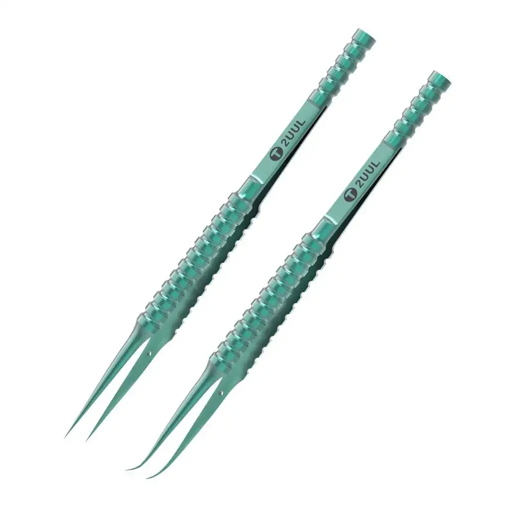 2UUL Titanium Alloy Tweezers BGA IC Chip Flying Wire IC Repair Forceps Motherboard Precise Electronics Green Tweezers