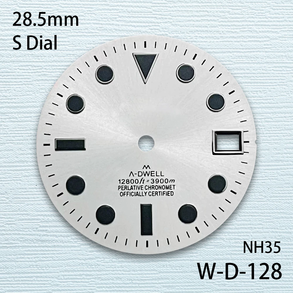 28.5mm S Logo SUB Dial Fit NH35/NH36/4R/7S Japanese Movement Black/White High-Quality Watch Modified Accessories