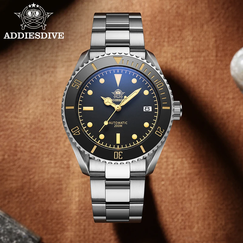 

ADDIESDIVE High Quality Men's Automatic Watch NH35 Sapphire Glass 200m Waterproof Retro C3 Super Luminous Diving Watch AD2101