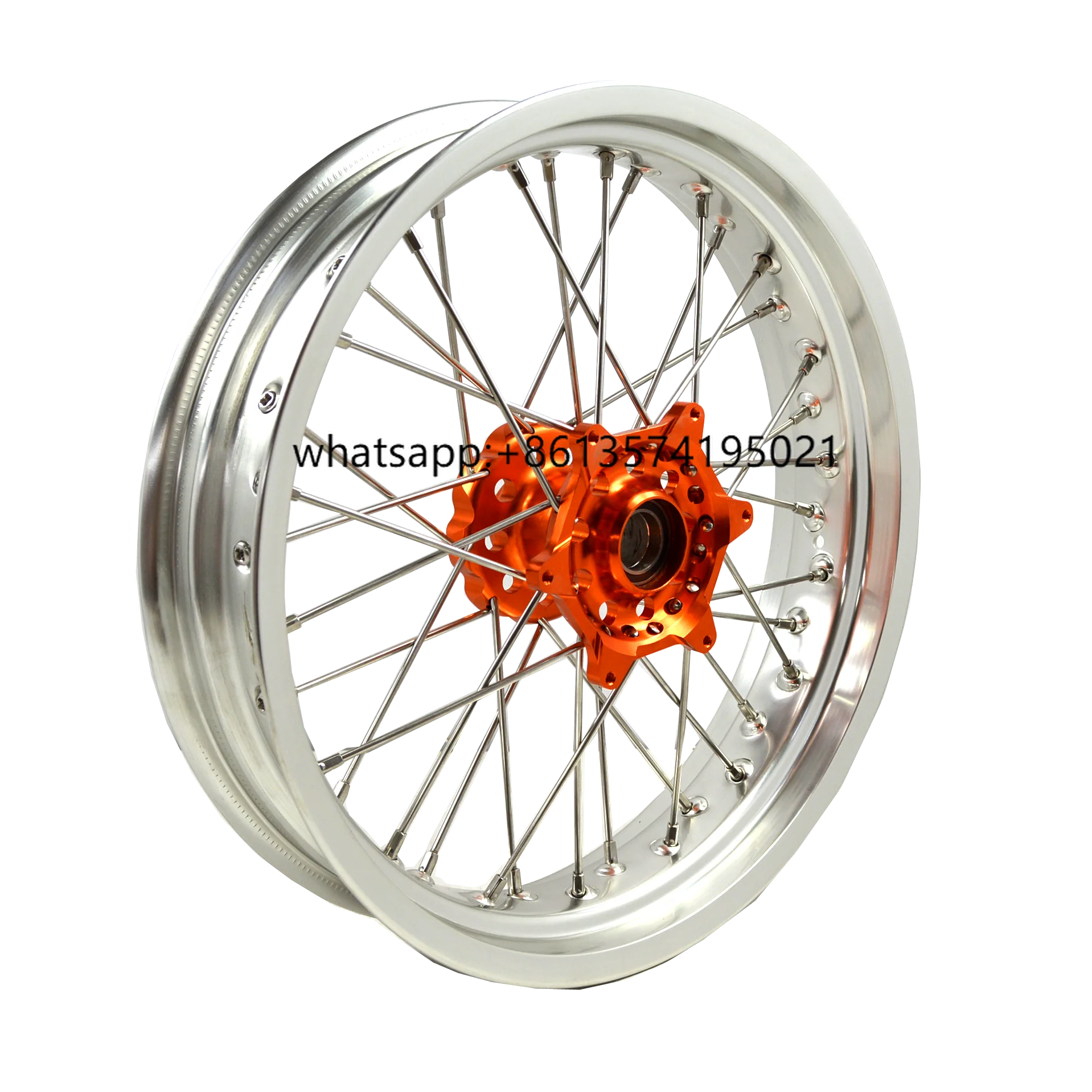 

Custom Alloy Supermoto Wheels Orange hub with Silver rim fit for EXC SX motorcycle Wheels