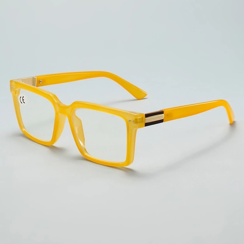 Large Square Textured Frame Reading Glasses Sturdy Hinge Comfortable Nose Support Blue Light-Blocking Eyewear +1.0 To +4.0