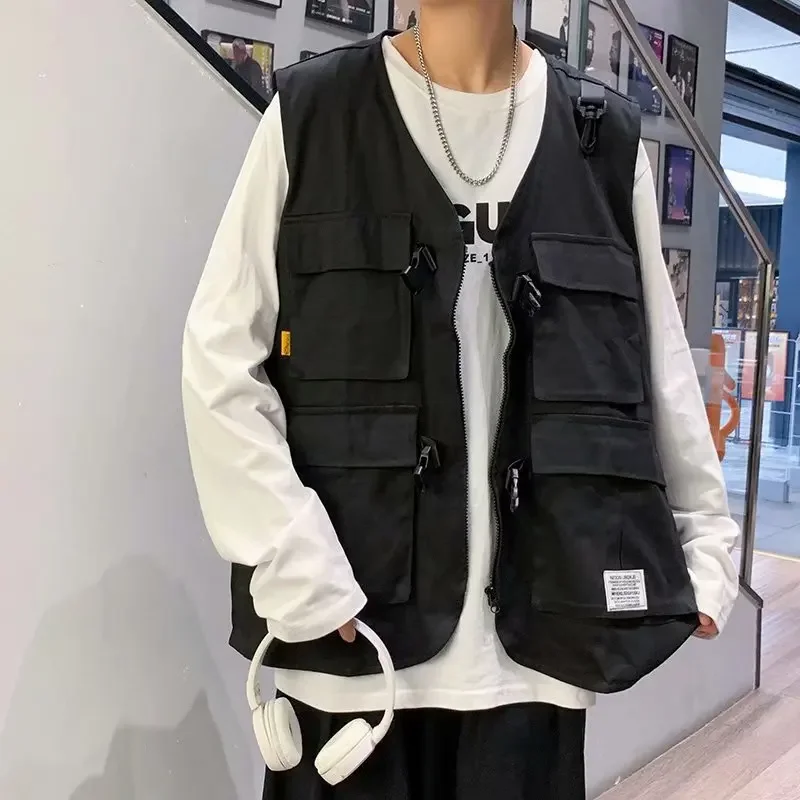 Vests Women Spring Korean Fashion Couples Unisex Thin Cool Casual All-match Daily Solid High Street Hip-hop Prevalent College