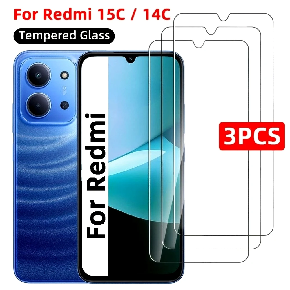 3 Stück ultraklares gehärtetes Glas für Redmi 15C 15 14C 14R 13C 12C Displayschutzfolie für Redmi Note 14 5G 13 12 11 Pro 14S 12S 11S