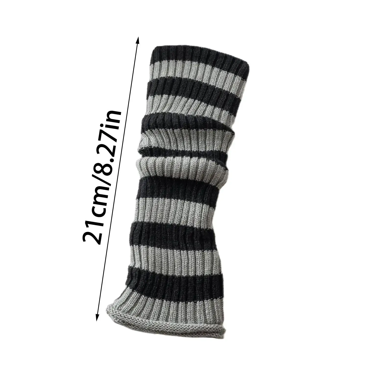 Autumn Winter JK Girls College Foot Cover Warm Pile Socks Boot Cover Black White Striped Knitted Leg Warmers Women