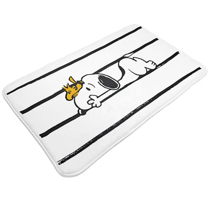 Custom Manga Snoopy Woodstock Front Door Mat Anti-Slip Indoor Quick Dry Cartoon Dog Doormat Kitchen Balcony Entrance Rug Carpet