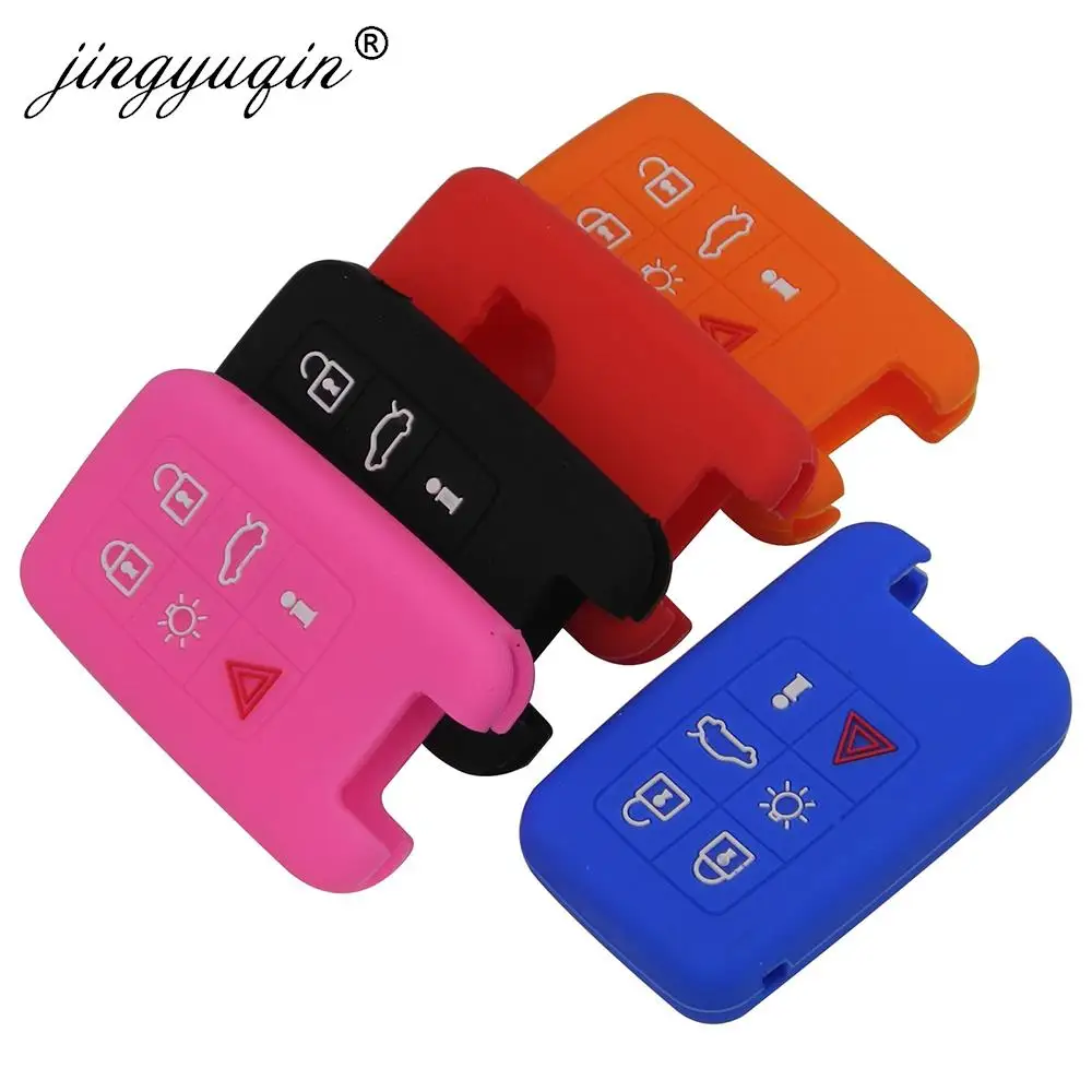 jingyuqin Skin Silicone 6 Button Smart Remote Key Case For Volvo V40 S80 XC60 S60L V60 XC90 V70 S40 Keyless Fob Cover Protection