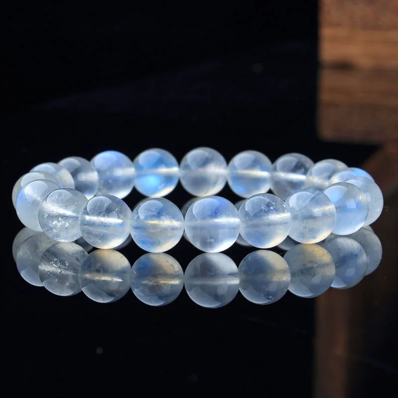 

Moonstone Bracelet Ice Transparent Blue Light Bead Crystal Bracelet