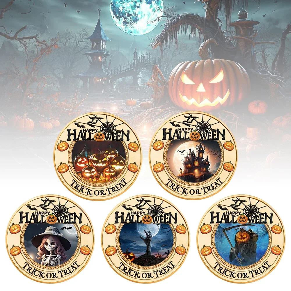 Trick or Treat Halloween Commemorative Coins Halloween Surprise Pumpkin Skeleton Souvenir Party Gifts for toy Collection