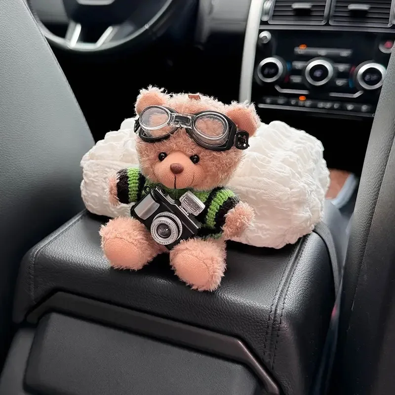 

Car Armrest Box Tissue Box, Cute White Clouds Napkin Box Paper, Car Seat Plush Bear Animal Tissue Tray Paper Container Case