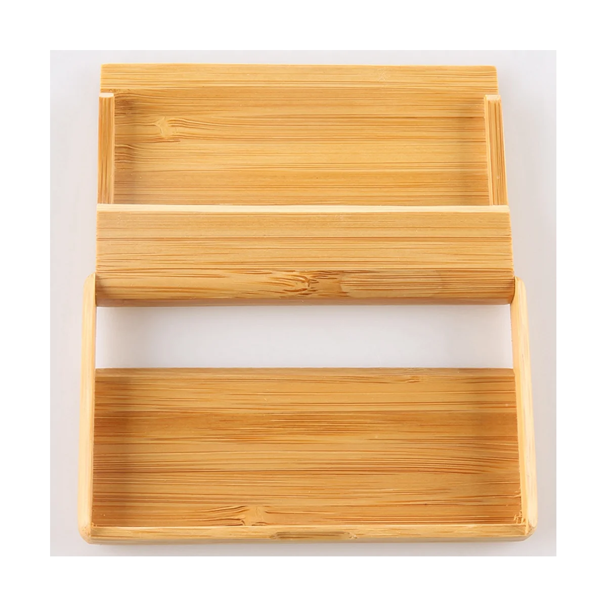 حامل بطاقات أعمال خيزران محمول ، صندوق تخزين قابل للطي