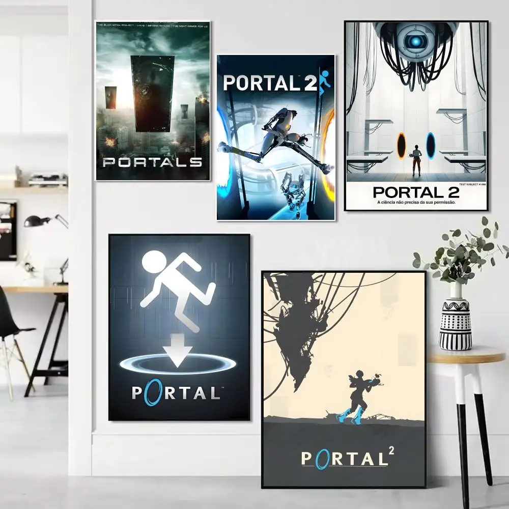 Póster de la serie Game P-Portal, obra de arte en lienzo sin marco para decoración de pared de dormitorio, sala de estar y baño