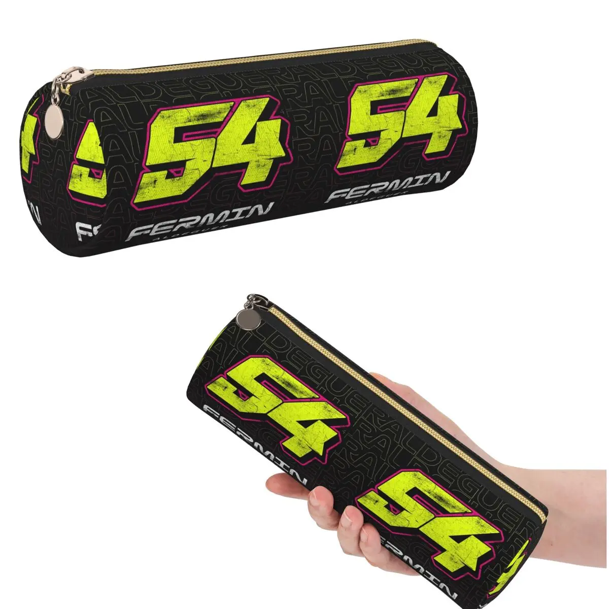 Fermin Aldeguer Number 54 Spain Ducati BK8 Gresini Racing MotoGP Pencil Case for School Cylinder Pen Box Pencil Bag Pen Holder