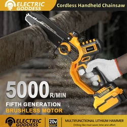 Electric Goddess 8-inch Cordless Handheld Chainsaw Rechargeable Power Saw For Household Tree Trimming  For Makita 18V Battery