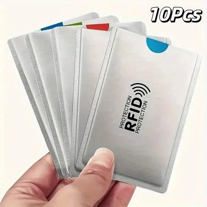 

10Pcs High Quality RFID Blocking Card Sleeve Portable Anti-Scan ID Credit Card Protector Silver Universal Wallet Card Cover ﻿