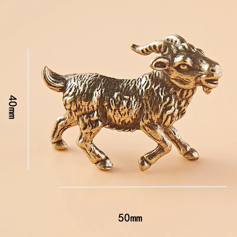 Solid Brass Miniature Twelve Zodiac Sheep Tea Ceremony Decoration Goat Crafts Copper Ware Small Ornaments