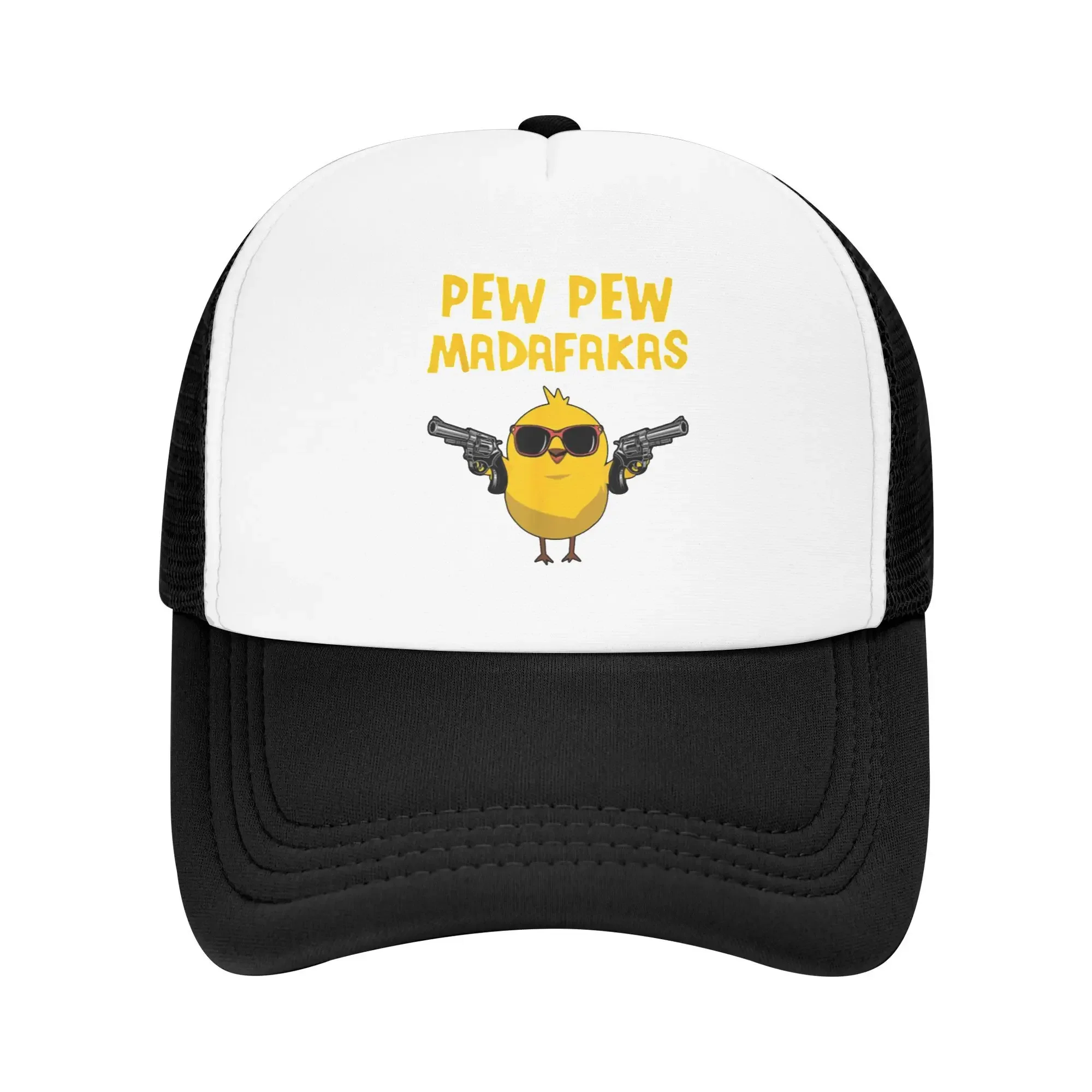 New Funny Comic Chick Pew Pew Madafakas Custom Mesh Baseball Caps Women Fishman High-end Male Beach Sunscreen Hat Snapback Cap