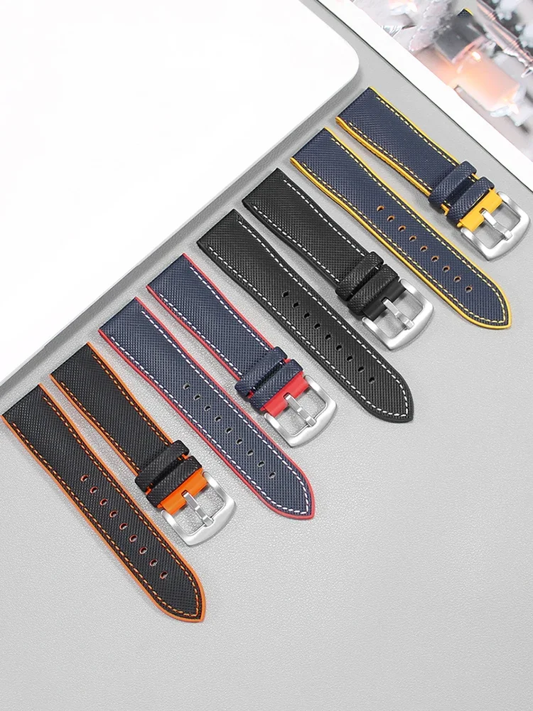

Fiber nylon rubber watch strap suitable for Casio Ferrari Porsche GT black red waterproof strap 22mm