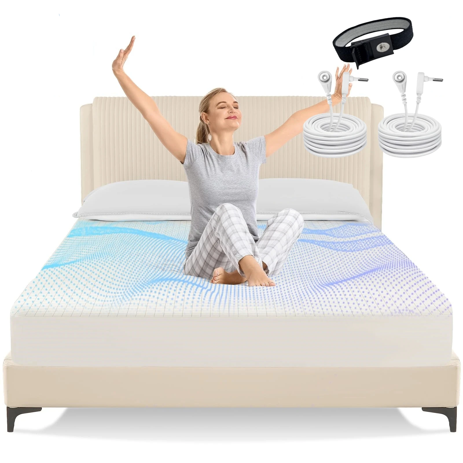 

Amradield Crib Grounding Flat Sheets Earth Soft Anti-static 5% Silver Fiber+95% Organic Cotton