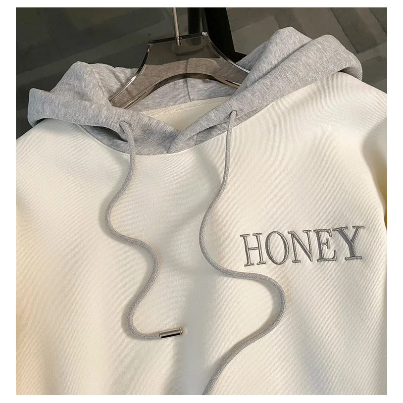 Winter Letter Embroidery Hoodie 2 Piece Sets Women Outfit Tracksuit Fashion Hooded Sweatshirts Tops+Sports Casual Pants Run Suit