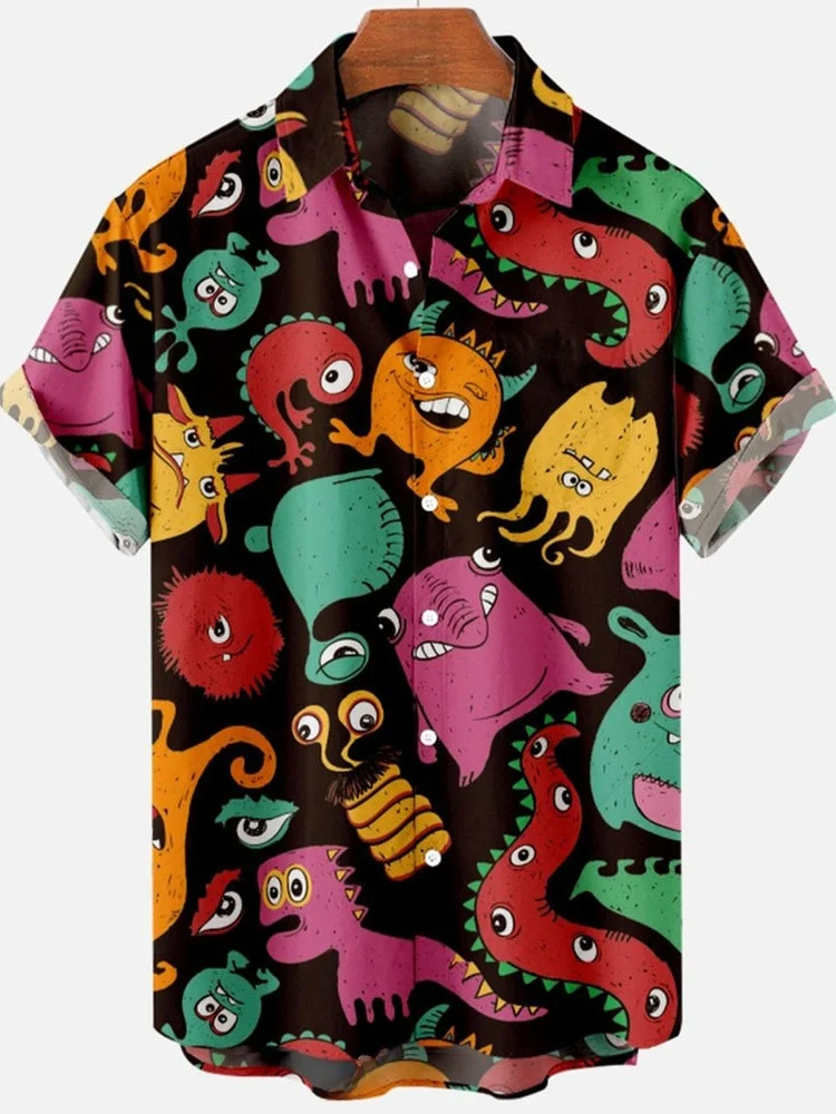   قميص رجالي مطبوع كاجوال irt صيفي رقمي زهري ort Sve فضفاض مناسب للتنفس وخفيف الوزن للرجال