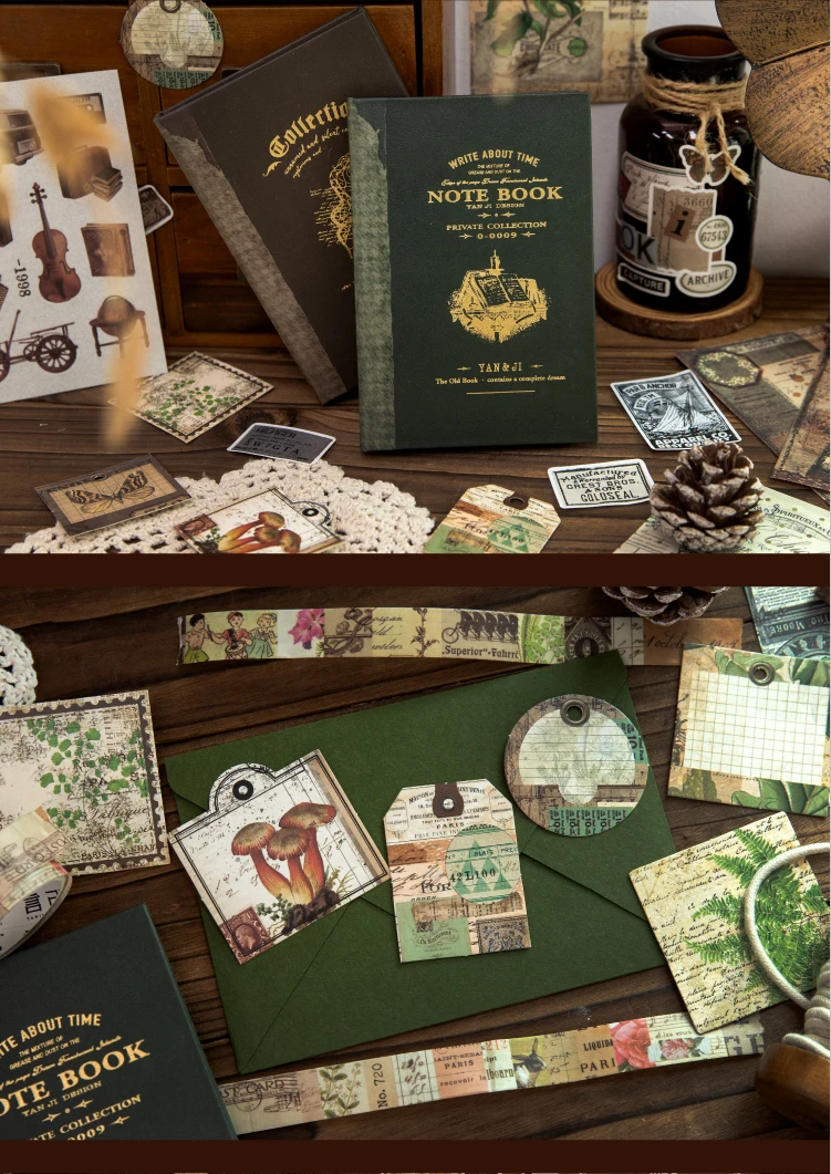 Journal GO 65-teiliges Set Retro Journaling Geschenkbox, Komplettes Vintage Scrapbook-Kit mit Papier & Aufklebern für Planer, Junk Journals – Detail 17