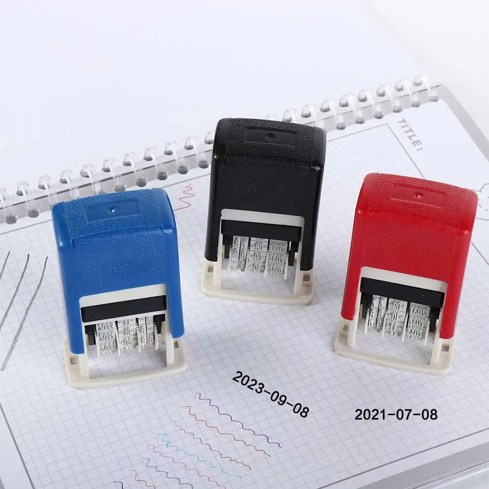 Imagem -02 - Universal Self-inking Data Stamps Selo Faça Você Mesmo Data Roda Stamp Automático Tinta Retorno Handle Conta Stamp mm