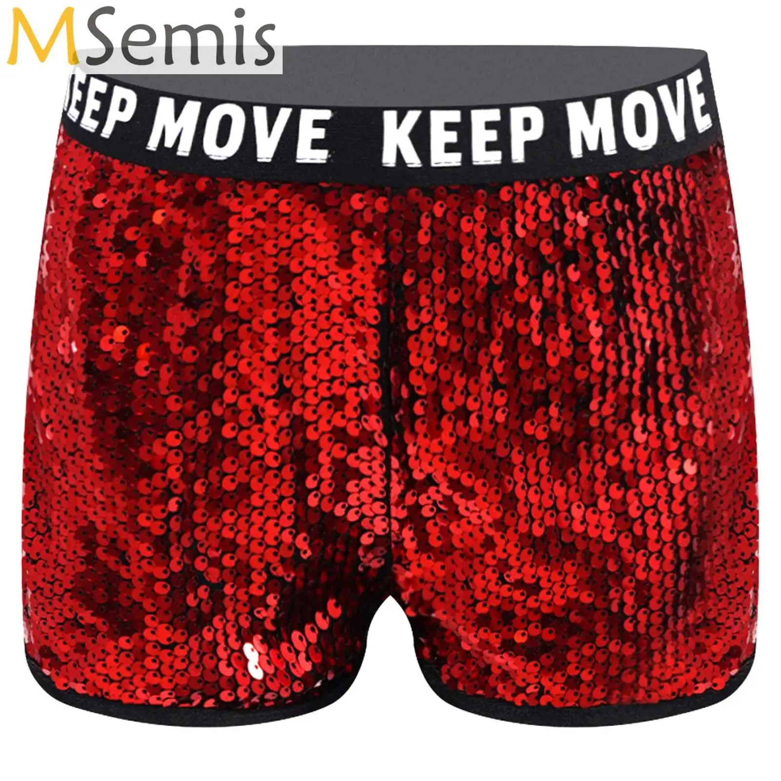 

Kids Girls Jazz Dance Shorts Sparkling Sequin Letters Printed Modern Hip-Hop Jazz Dancing Stage Performance Costume Short Pants