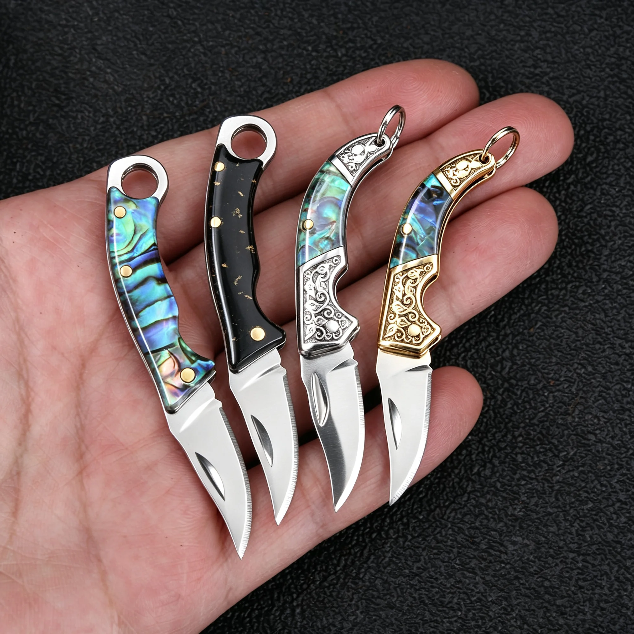 Vintage Collectible Knife - Abalone Kabuğu Desenli, Katlanabilir Mini Bıçak,
