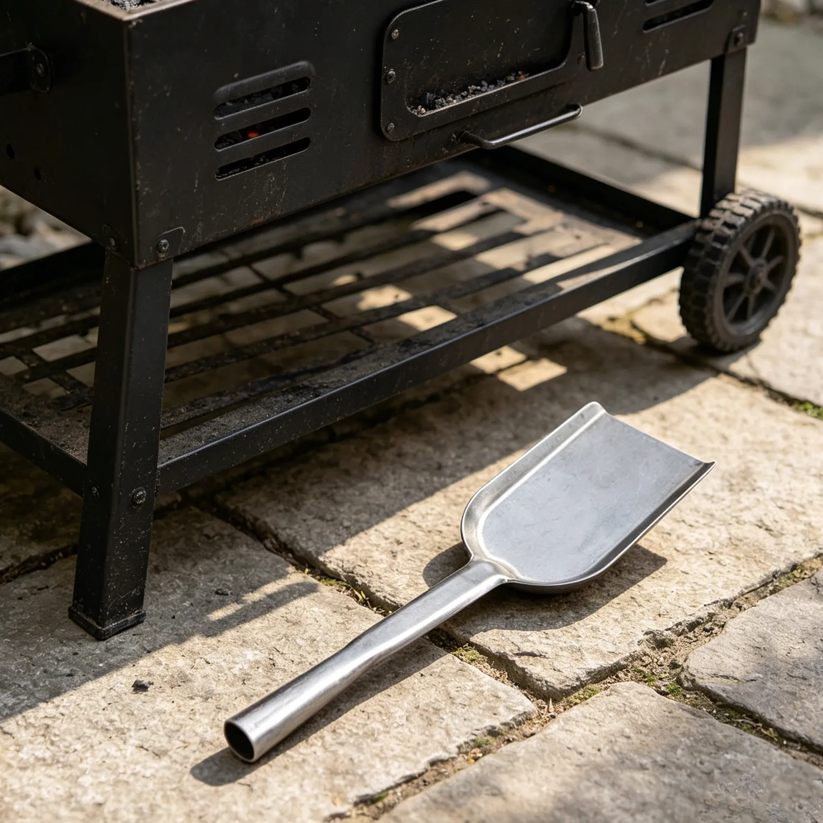 Metal Fireplace Ash Shovel Heat Resistant Coal Scoop for Fire Pit Wood Stove Grill Charcoal Dustpan Bbq Cleaning Accessory