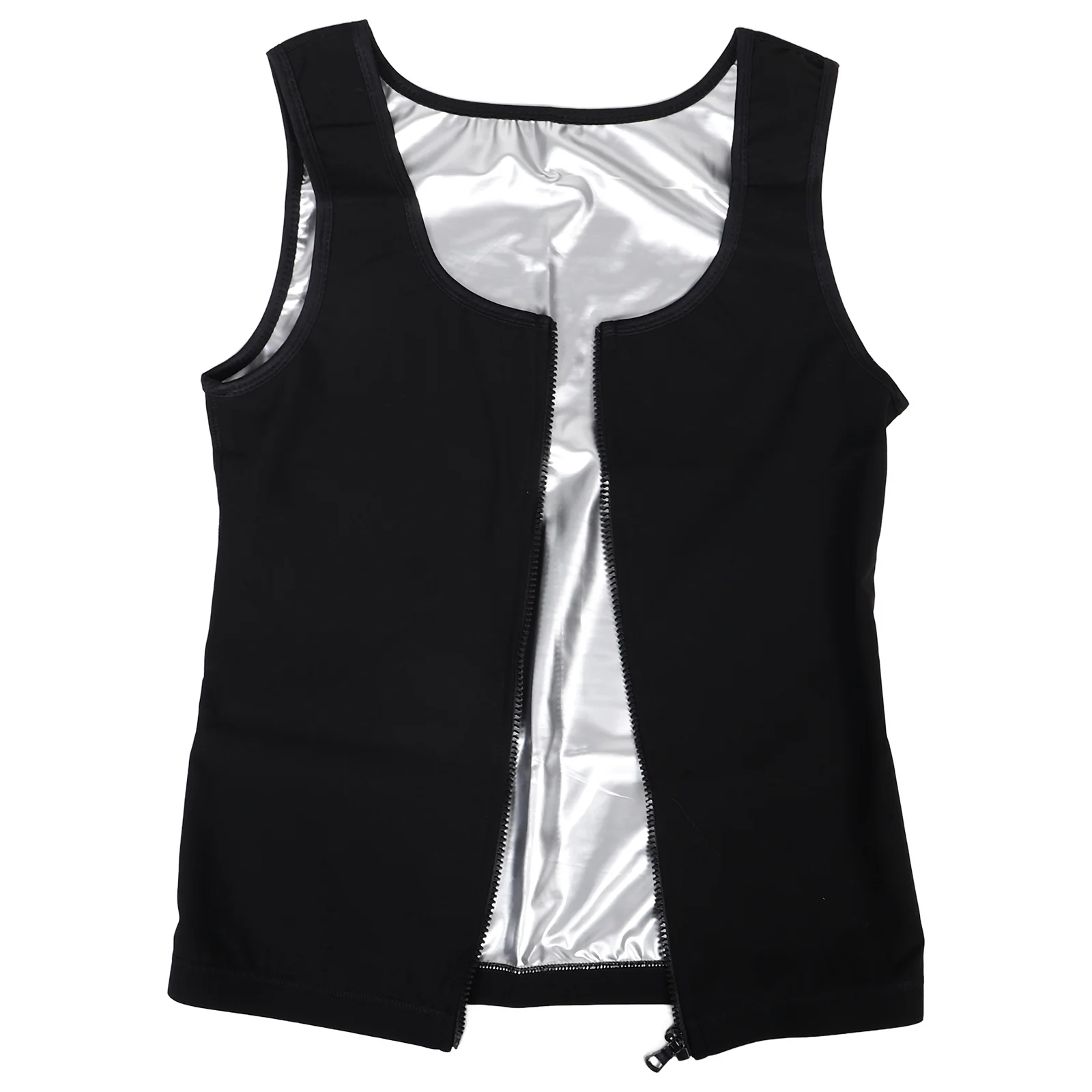 

Sweat Waist Trainer Workout Tank Top Compression Enhancing For Zipper Design Quick Dry Fitness Running Gym Sports Sleeveless