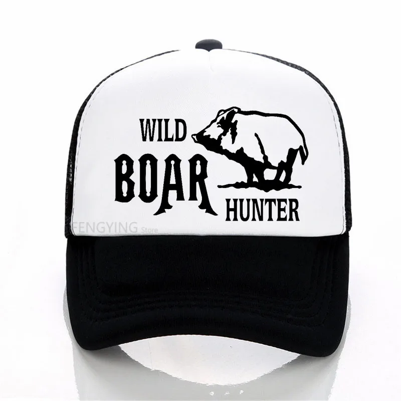 

Personalized Fitness Wild Boar Hunter baseball cap Men women Letters Adjustable sports hat summer mesh trucker cap