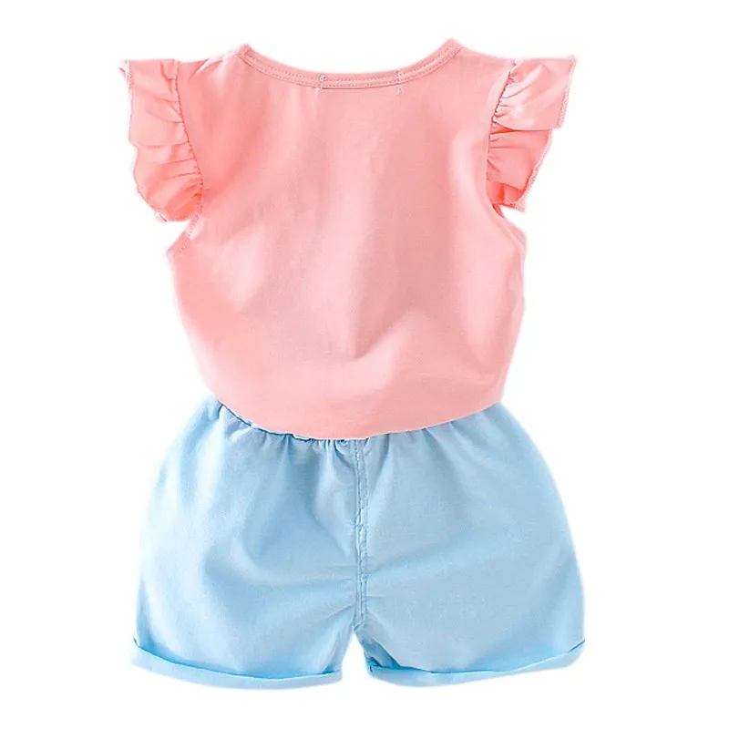 Toddler Kid Girl Clothes Cartoon Short Sleeves Top + Shorts 2PC Summer Outfit Set