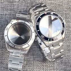 Stainless Steel 39MM Silver Watch Case Domed Sapphire Glass Fit NH34 NH35 NH36 ETA 2824 PT5000 Rotating Bezel Screw Crown