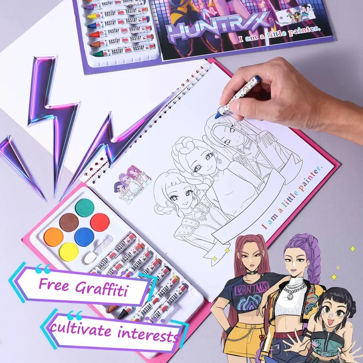 Kpop شيطان الصيادين كتاب التلوين رومي ميرا زوي كتاب الرسم الإبداعي تتبع رسم نسخ صورة للفتيات الأطفال الهدايا