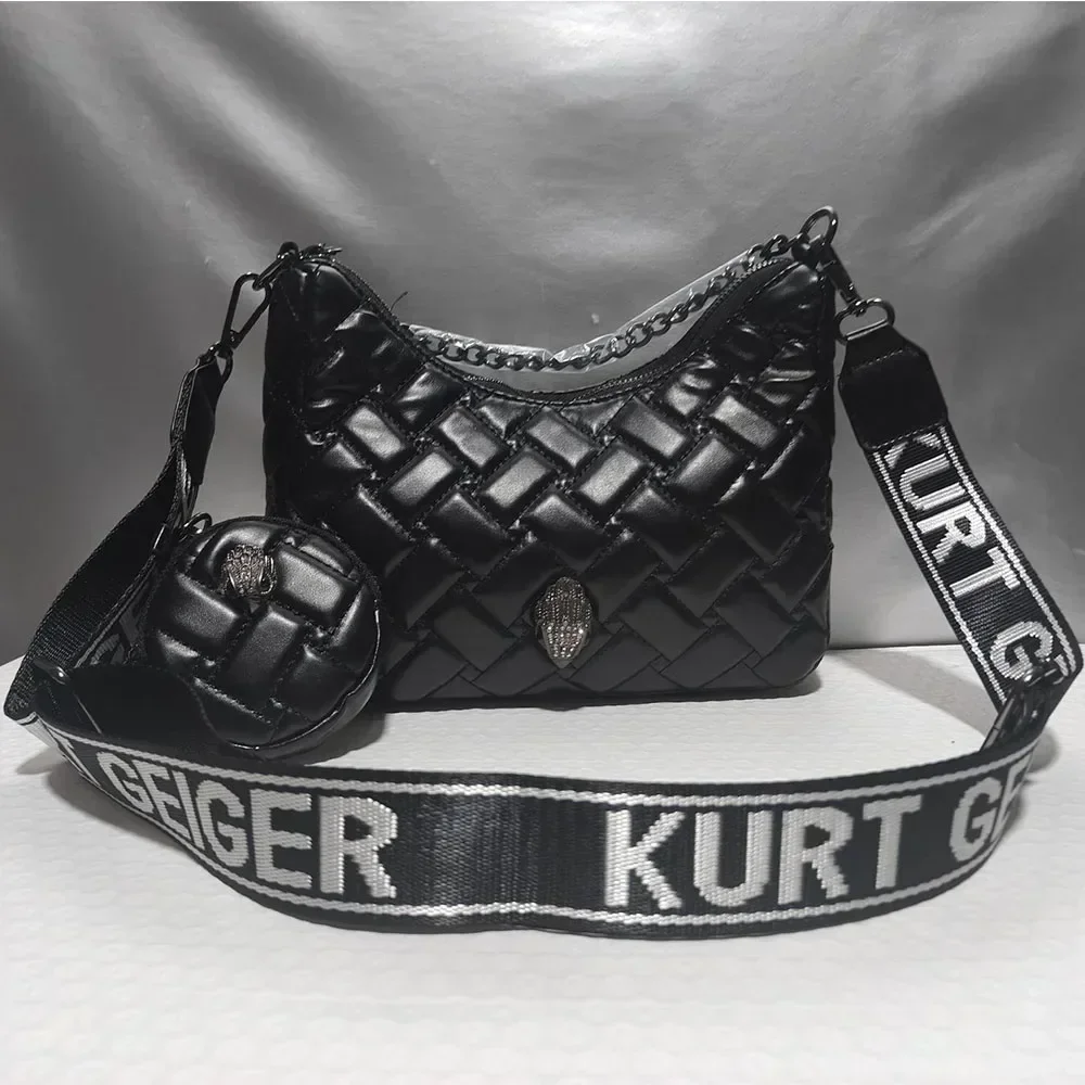 Kurt Geiger New High Quality Crossbody Shoulder Bag With White Diamond Eagle Head Decoration Crescent Bag For Women